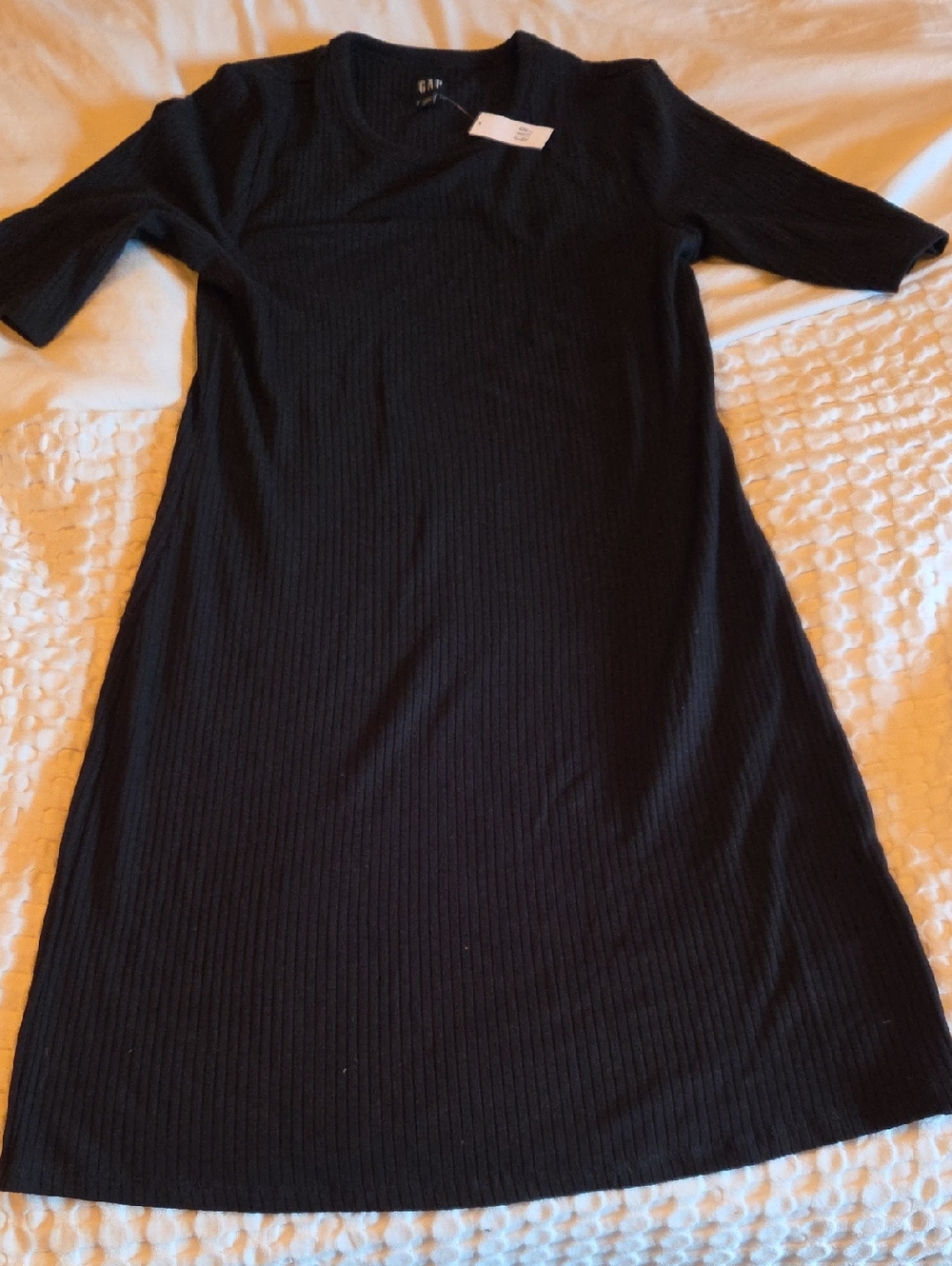 GAP Black Ribbed Midi Tee Dress